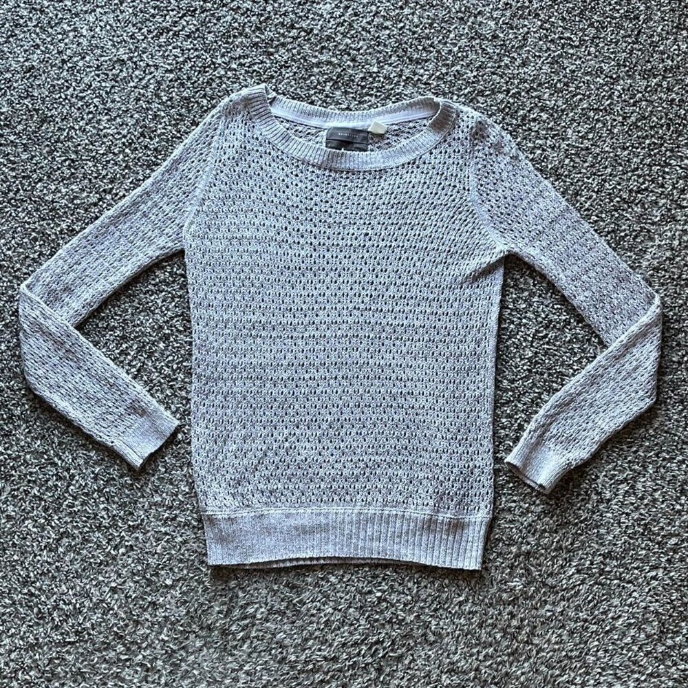 Gray Guinevere Anthropologie Crocheted Hemp Shirt Women Small Whimsical Boho Top